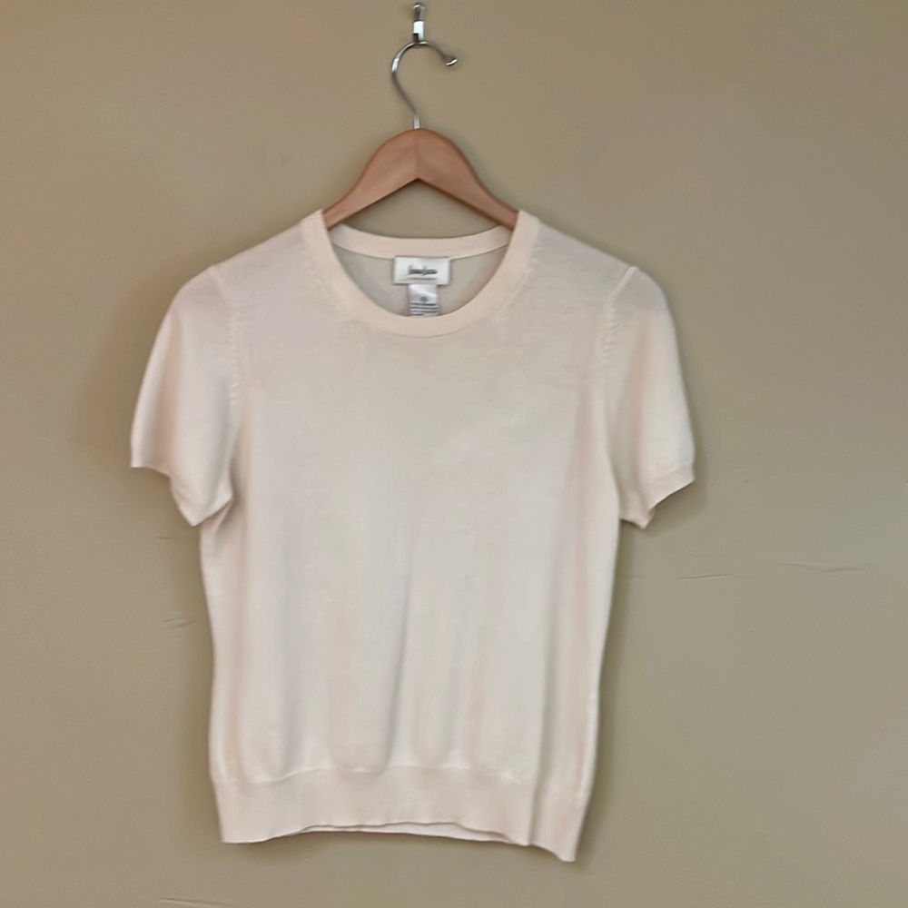 Neiman Marcus | Short-sleeve cashmere sweater | Cream | Size M